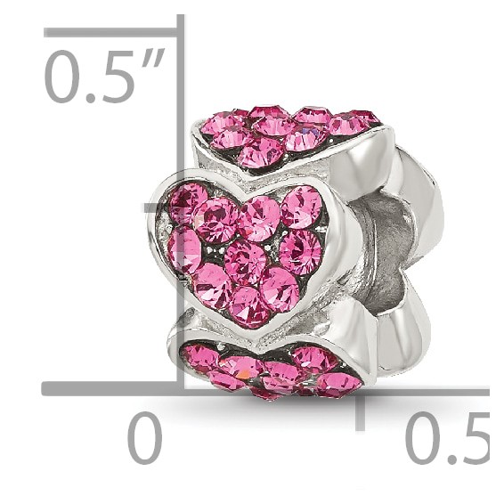 Sterling Silver Reflections Pink Crystal Hearts Bead