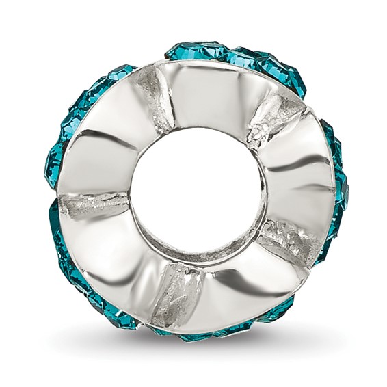 Sterling Silver Reflections Teal Crystal Hearts Bead