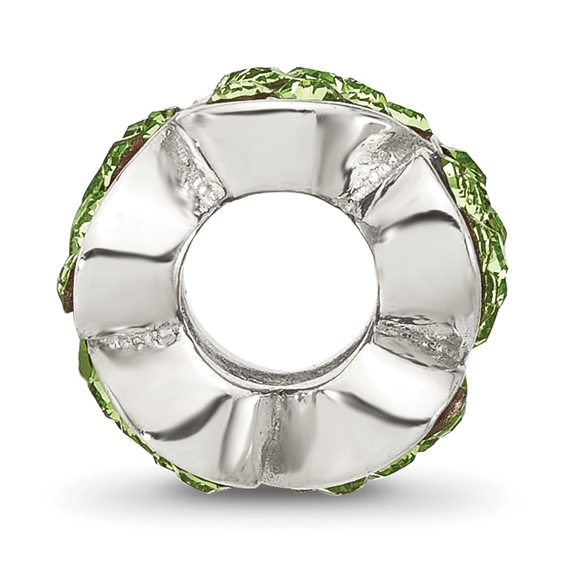 Sterling Silver Reflections Green Crystal Hearts Bead