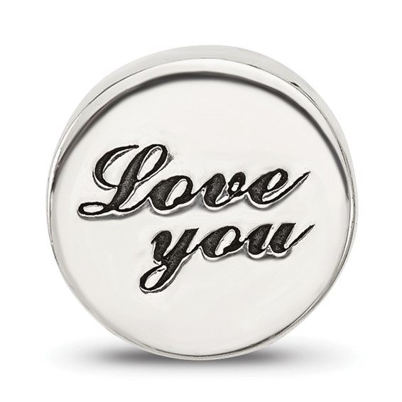 Sterling Silver Reflections Polished Antiqued Love You Circle Bead