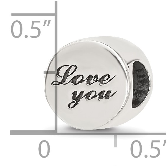 Sterling Silver Reflections Polished Antiqued Love You Circle Bead