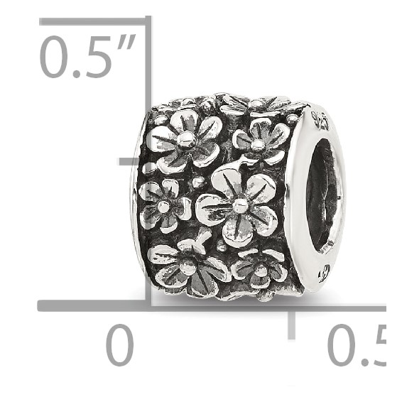 Sterling Silver Reflections Antiqued Floral Bead