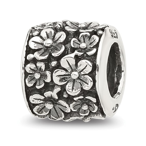 Sterling Silver Reflections Antiqued Floral Bead