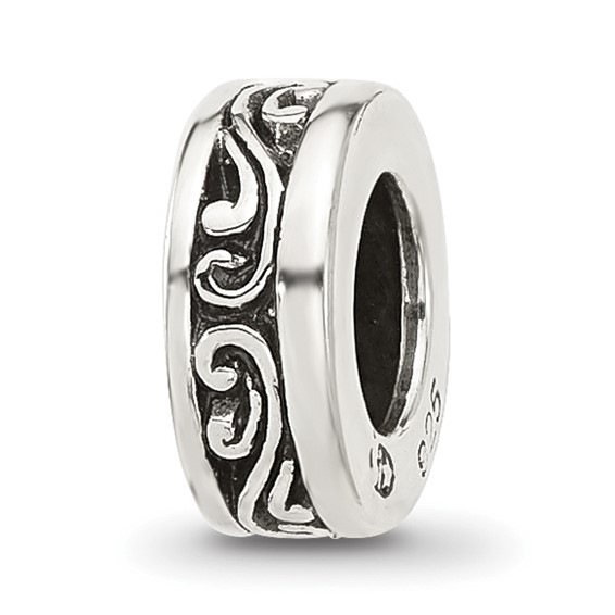 Sterling Silver Reflections Antiqued Scroll Spacer Bead