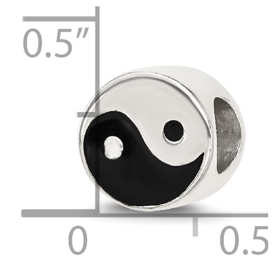 Sterling Silver Reflections Enameled Yin and Yang Circle Bead