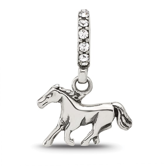 Sterling Silver Reflections Crystal Horse Dangle Bead