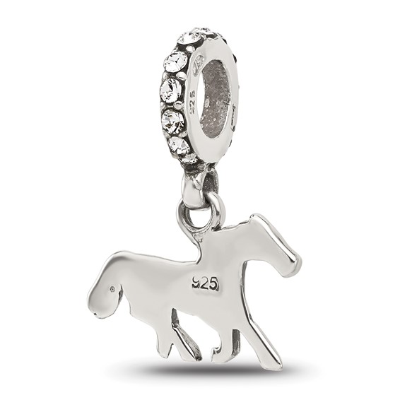 Sterling Silver Reflections Crystal Horse Dangle Bead