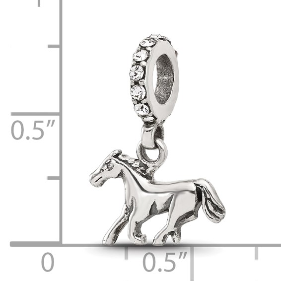 Sterling Silver Reflections Crystal Horse Dangle Bead