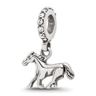 Sterling Silver Reflections Crystal Horse Dangle Bead