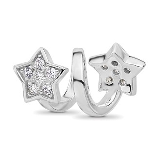 Sterling Silver Reflections Rhodium-plated CZ Star Twist Bead