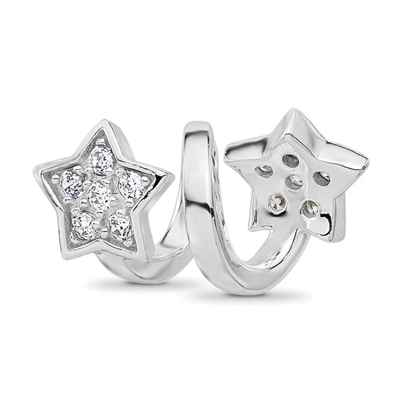 Sterling Silver Reflections Rhodium-plated CZ Star Twist Bead