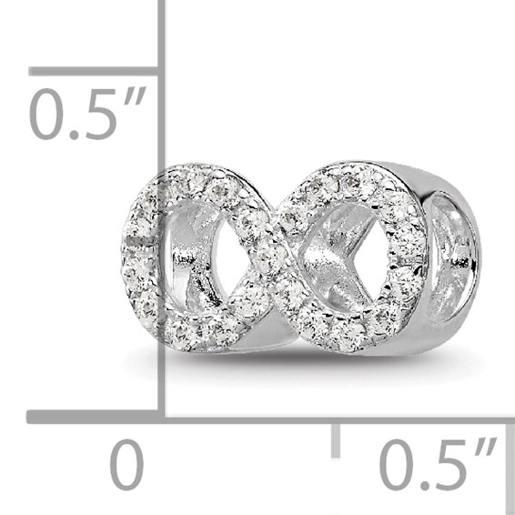 Sterling Silver Reflections Rhodium-plated CZ Infinity Bead