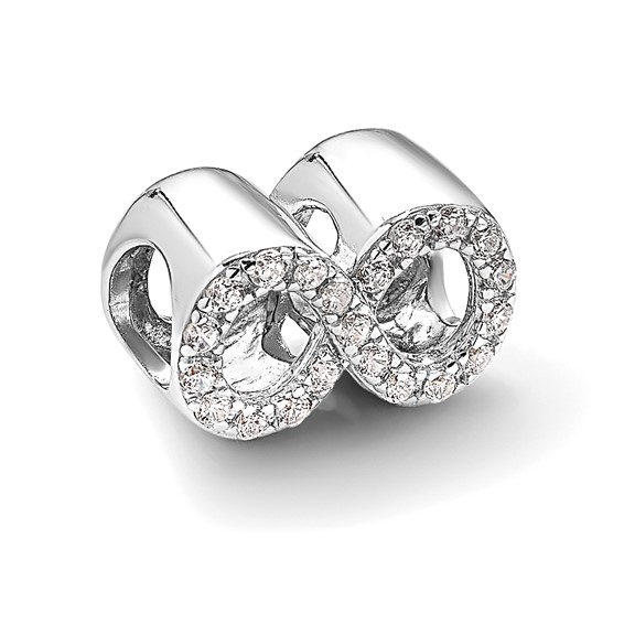 Sterling Silver Reflections Rhodium-plated CZ Infinity Bead