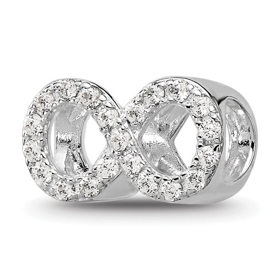 Sterling Silver Reflections Rhodium-plated CZ Infinity Bead