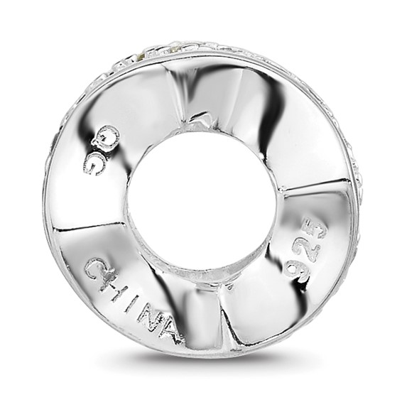 Sterling Silver Reflections Rh-plated Purple Enamel & Yellow CZ Bead