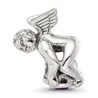Sterling Silver Reflections February CZ Antiqued Bead view 3