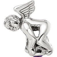 Sterling Silver Reflections February CZ Antiqued Bead view 4