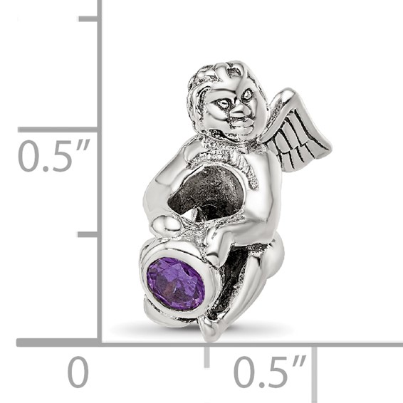 Sterling Silver Reflections February CZ Antiqued Bead