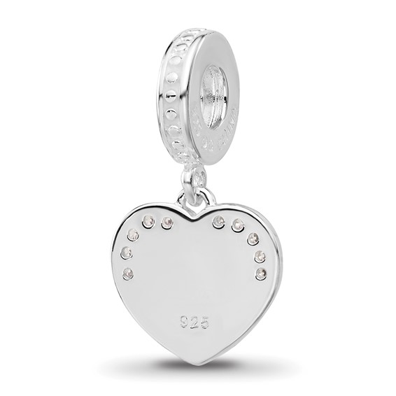 Sterling Silver Reflections Rh-plated Enameled & CZ 16 Dangle Bead