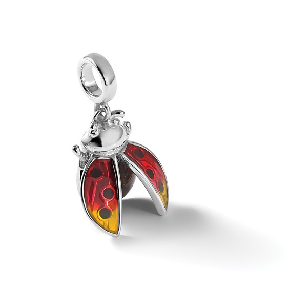 Sterling Silver Reflections Rh-plated Enameled Ladybug Dangle Bead