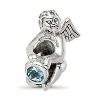 Sterling Silver Reflections March CZ Antiqued Bead view 1
