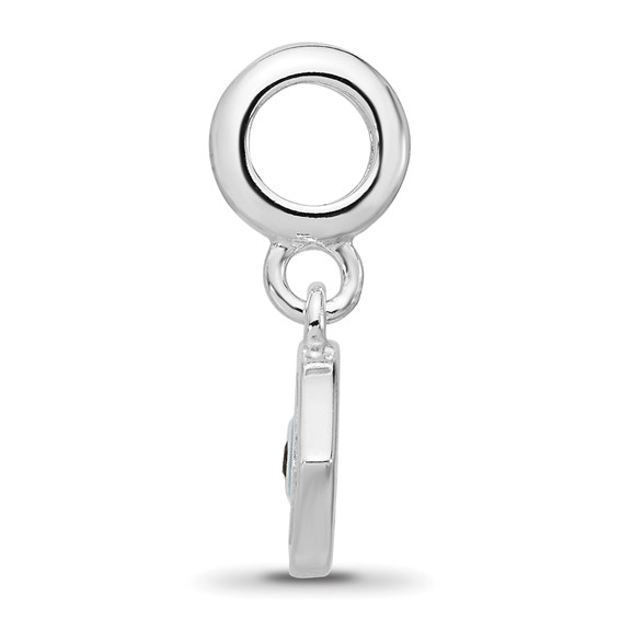 Sterling Silver Reflections Rh-plated Enamel & CZ Eye Dangle Bead