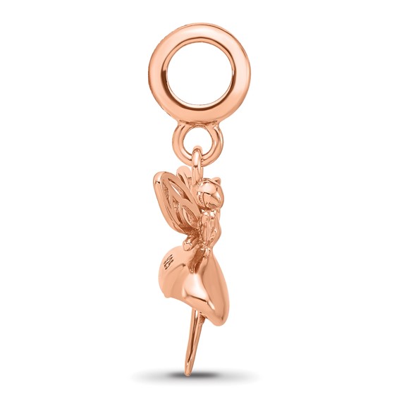 Sterling Silver Reflections Rose Gold-plated Fairy Dangle Bead