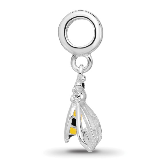 Sterling Silver Reflections Rh-plated Enameled Bee Dangle Bead