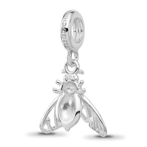 Sterling Silver Reflections Rh-plated Enameled Bee Dangle Bead