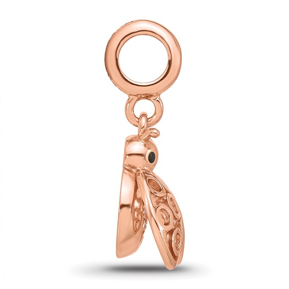 Sterling Silver Reflections Rose Gold-plated CZ Lady Bug Dangle Bead