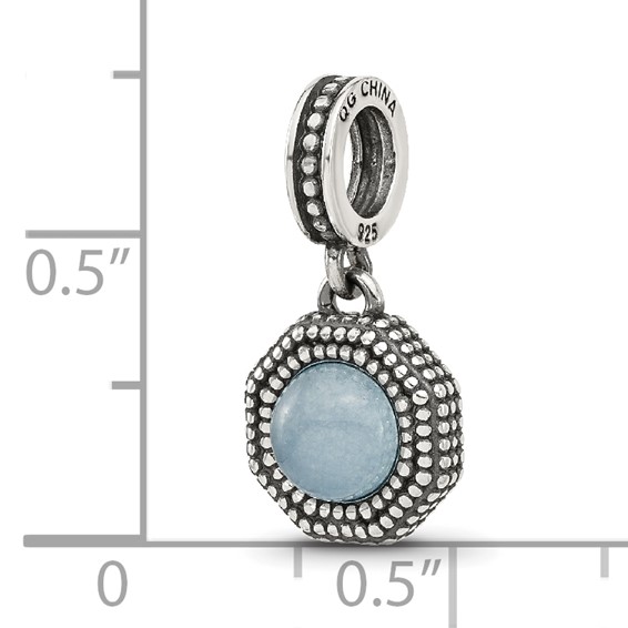 Sterling Silver Reflections Antiqued Blue Chalcedony Dangle Bead