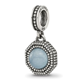 Sterling Silver Reflections Antiqued Blue Chalcedony Dangle Bead