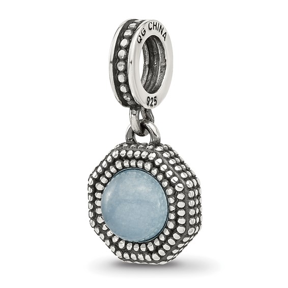 Sterling Silver Reflections Antiqued Blue Chalcedony Dangle Bead