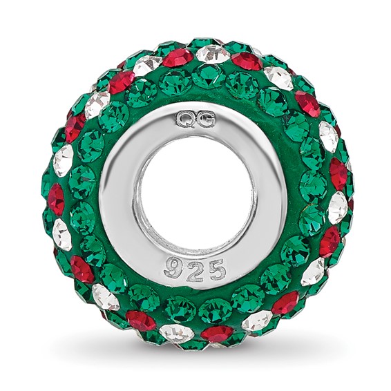 Sterling Silver Reflections RH-plated Red/Green/White Preciosa Crystal Bead
