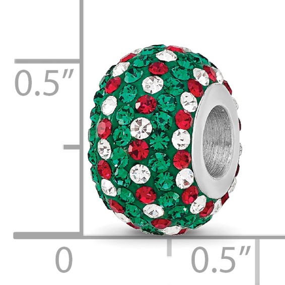 Sterling Silver Reflections RH-plated Red/Green/White Preciosa Crystal Bead