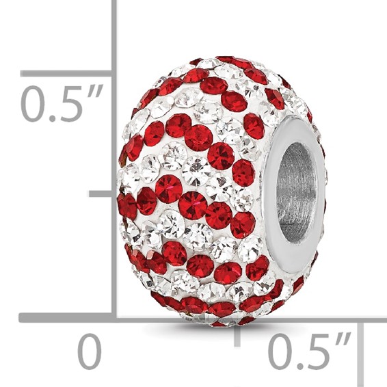 Sterling Silver Reflections RH-plated Red/White Preciosa Crystal Bead
