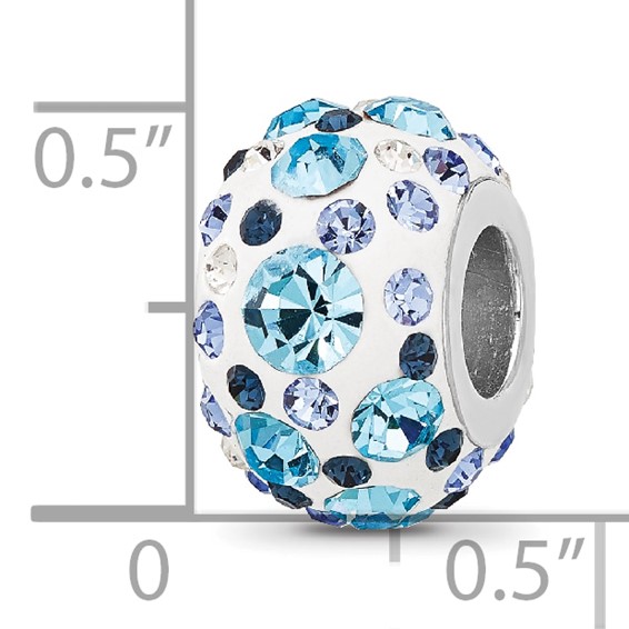Sterling Silver Reflections RH-plated Blue/White Preciosa Crystal Bead