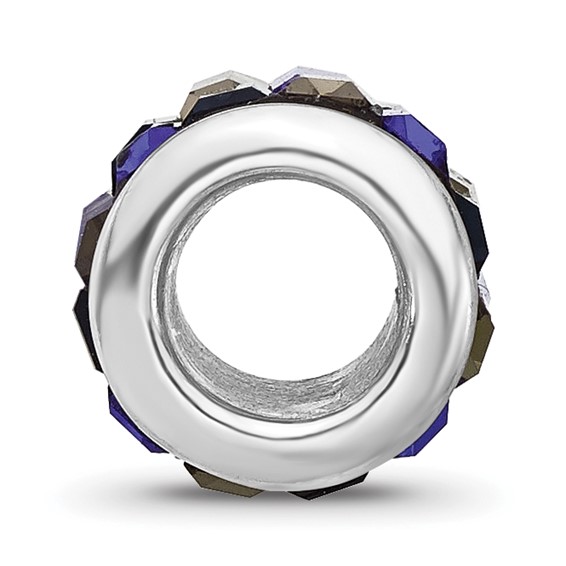 Sterling Silver Reflections RH-plated Blue/Grey Preciosa Crystal Bead