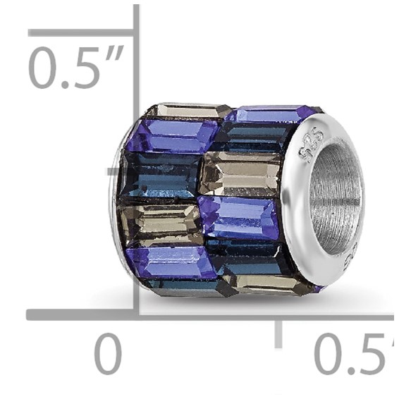 Sterling Silver Reflections RH-plated Blue/Grey Preciosa Crystal Bead
