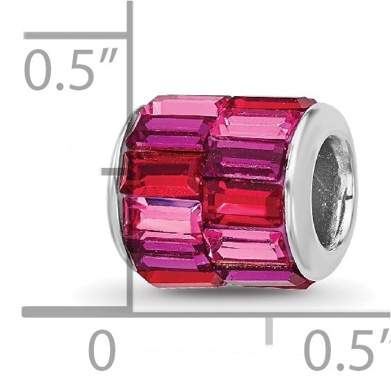 Sterling Silver Reflections RH-plated Pink/Red Preciosa Crystal Bead