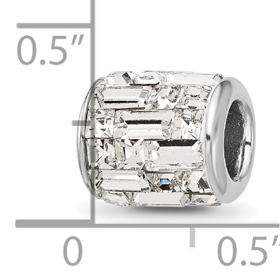 Sterling Silver Reflections Rhodium-plated Clear Preciosa Crystal Bead