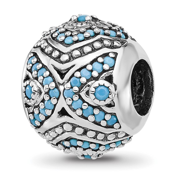 Sterling Silver Reflections Rhodium-plated Blue Nano Crystal Bead