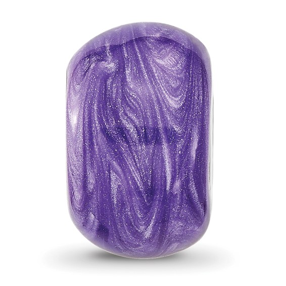 Sterling Silver Reflections Rhodium-plated Shimmer Purple Enameled Bead