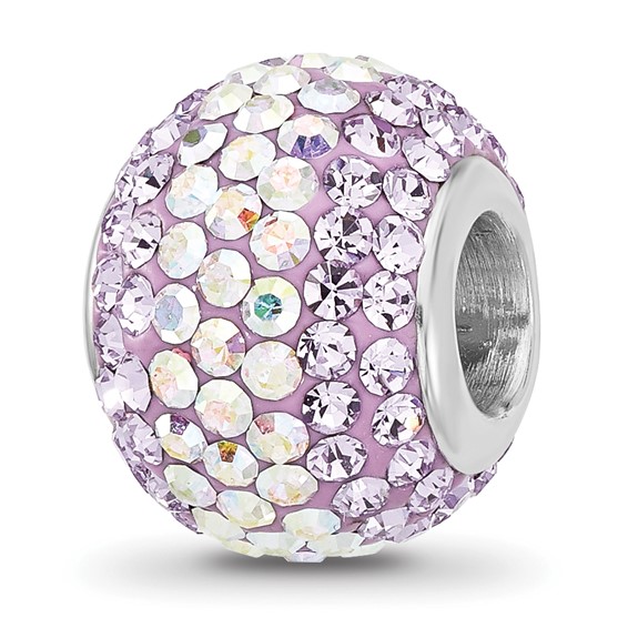 Sterling Silver Reflections RH-plated Purple/Iridecent Preciosa Crystal Bea