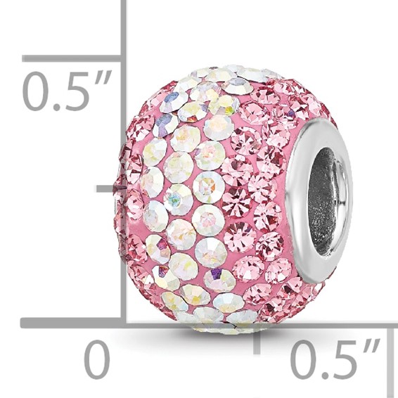 Sterling Silver Reflections RH-plated Pink/Iridecent Preciosa Crystal Bead