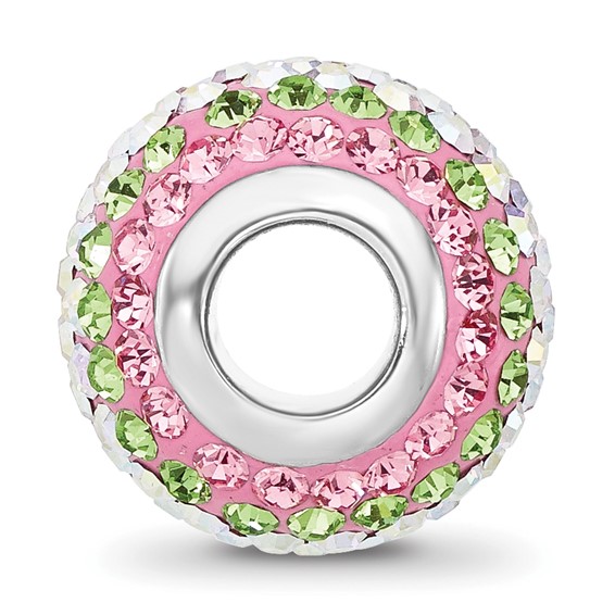 Sterling Silver Reflections RH-plated Pink/Green/Iridecent Preciosa Crystal