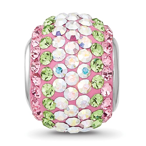 Sterling Silver Reflections RH-plated Pink/Green/Iridecent Preciosa Crystal