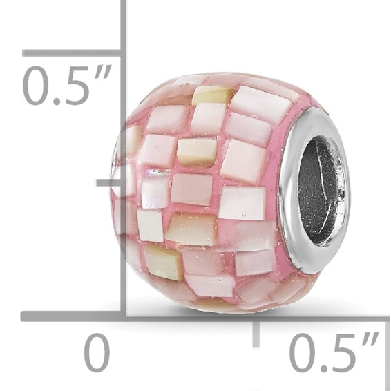 Sterling Silver Reflections Rhodium-plated Pink Mother Of Pearl Bead
