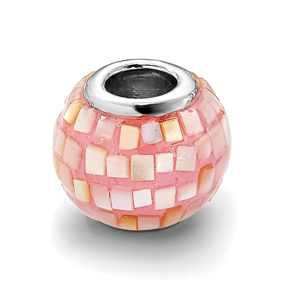 Sterling Silver Reflections Rhodium-plated Pink Mother Of Pearl Bead
