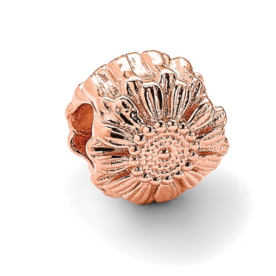 Sterling Silver Reflections Rose Gold-plated Floral Daisy Bead